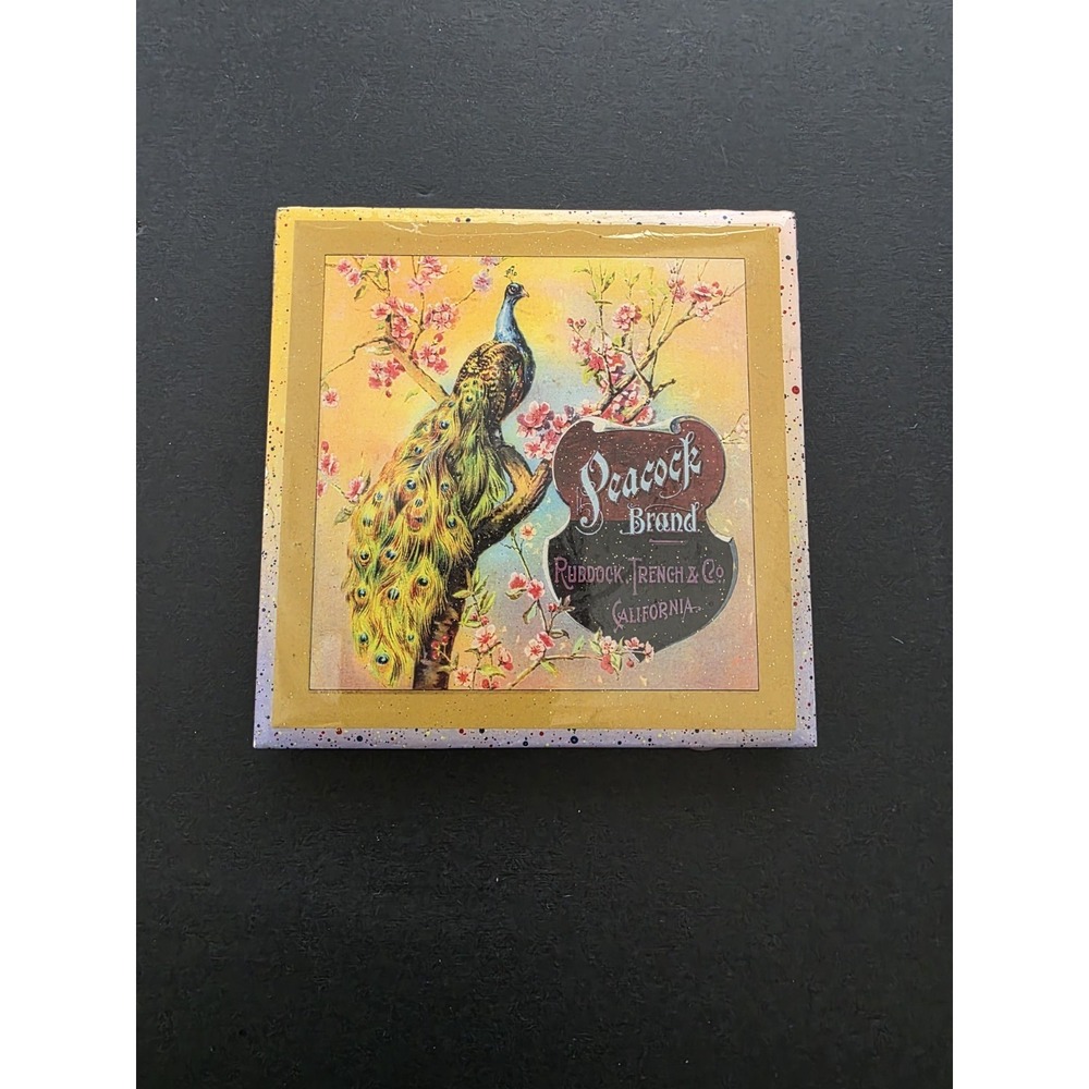 Peacock California Trivet HandmadeInUSA Stella Divina Tile 4.3" Square VTG Style